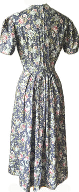 Laura Ashley vintage 1980s rose print floral cotton day dress
