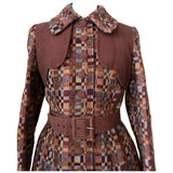 Alexon Youngset by Alannah Tandy brown and orange tweed check belted 1960s coat
