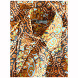 Psychedelic orange and brown dagger collar 1970s nylon tunic top