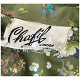 Olive green vintage 1950s floral cotton sateen skirt suit