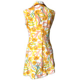 Orange poppy print vintage 1970s drop waist mini dress