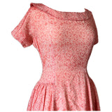 Abstract rose damask vintage 1950s evening dress