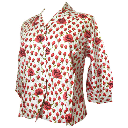 Rose print cotton vintage 1950s shirt