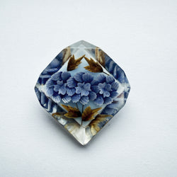Vintage reverse carved blue floral lucite Intaglio brooch
