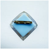 Vintage reverse carved blue floral lucite Intaglio brooch