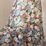 Authentic vintage 1930s Art Deco flutter sleeved floral chiffon evening dress