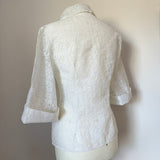 White floral nylon lace vintage 1950s/60s blouse