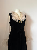 Clothes by Samuel Sherman black cotton velvet 1960s pinafore dress