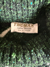 Forest green vintage 1970s knitted dress with circle buckle belt - Candy Says Vintage Clothing UK