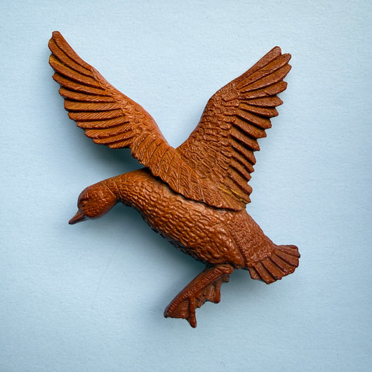 Vintage large carved effect 1940s duck brooch
