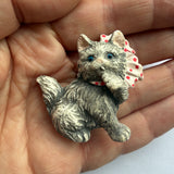 Cute vintage cat with polkadot bow brooch