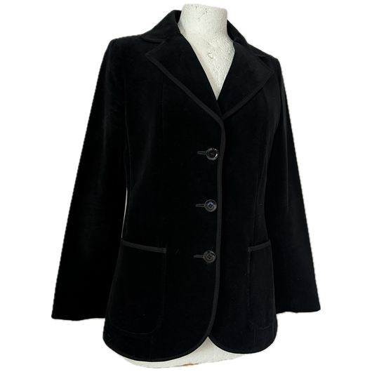 Black velvet vintage 1970s three button blazer
