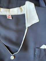Slate grey smart vintage 1940s belted day dress