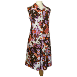 Psychedelic vintage 1970s orange, brown and purple day dress
