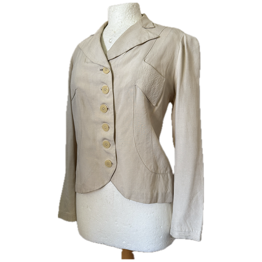 Cream linen art deco vintage 1940s jacket
