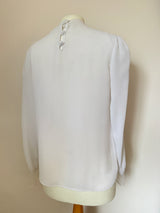 Vintage 1970s white chiffon blouse with lace trim jabot