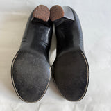 Classic black leather vintage 1940s babydoll heeled shoes UK 5