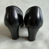Classic black leather vintage 1940s babydoll heeled shoes UK 5