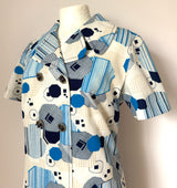Abstract print vintage 1970s short sleeved day dress
