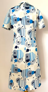 Abstract print vintage 1970s short sleeved day dress
