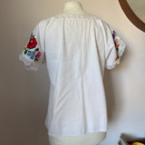 Vintage floral embroidered traditional Hungarian Kalocsa blouse