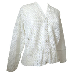 Cardigan St Michael en tricot courtelle blanc vintage non porté des années 1960