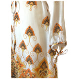 Gauzy psychedelic vintage late 1960s belted cream, orange and brown day dress