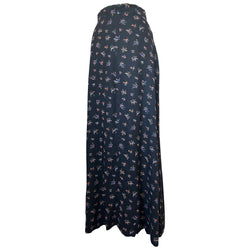 jupe maxi florale noire Topshop vintage des années 1970