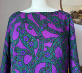Psychedelic vintage 1960s printed silk mod shift dress by Colin Glascoe