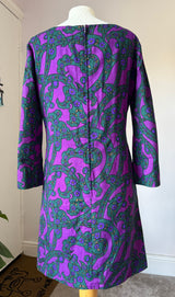 Psychedelic vintage 1960s printed silk mod shift dress by Colin Glascoe