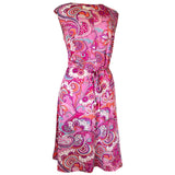 Rose psychédélique paisley floral vintage années 1960 ceinturée en nylon St Michael mini-robe