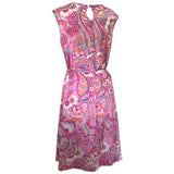 Pink psychedelic paisley floral vintage 1960s belted nylon St Michael mini dress