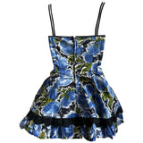 Slix vintage 1950s blue and green floral cotton bathing suit set dress and knickers