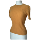 Light amber orange 70s-does-40s ribbed heart motif jumper
