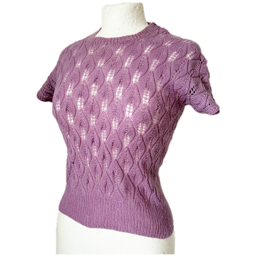 Lilac purple shell knit vintage 1940s top – Candy Says Vintage Clothing UK