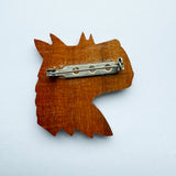 Vintage 1940s carved wood Scottie dog brooch