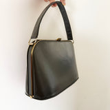 Stormy grey vinyl art deco 1940s vintage box handbag