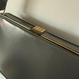 Stormy grey vinyl art deco 1940s vintage box handbag