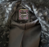 Unworn and tagged Elgee vintage 1960s/70s black chenille tapestry maxi coat