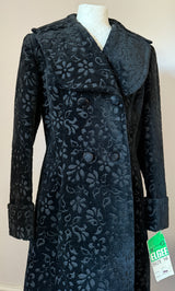 Unworn and tagged Elgee vintage 1960s/70s black chenille tapestry maxi coat