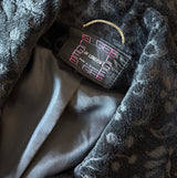 Elgee vintage 1960s/70s black chenille tapestry maxi coat