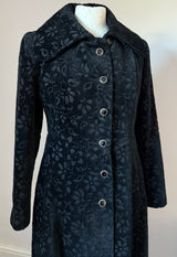 Elgee vintage 1960s/70s black chenille tapestry maxi coat