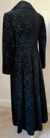 Elgee vintage 1960s/70s black chenille tapestry maxi coat