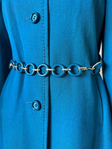Alexon Youngset by Alannah Tandy teal blue vintage 1960s ring belt mod coat