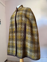 Brown, cream and mustard Welsh wool tapestry vintage cape