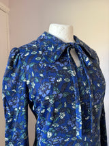 Royal blue floral courtelle vintage St Michael 1960s day dress