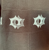 Chocolate brown jersey acrylic unworn vintage 1970s dress with starburst motifs