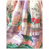 Robe de jour vintage en coton imprimé voilier aquarelle des années 1950