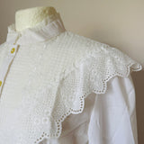 Vintage 1980s BHS Edwardian style white cottagecore blouse