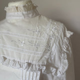 BHS vintage 1980s Victorian inspired white ruffle trim blouse